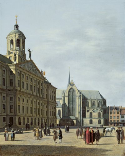 Vista en Ámsterdam, con la fachada del Stadhuis y la Nieuwe Kerk de Gerrit Adriaensz Berckheyde